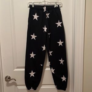 Starfit black sweatpants with white stars